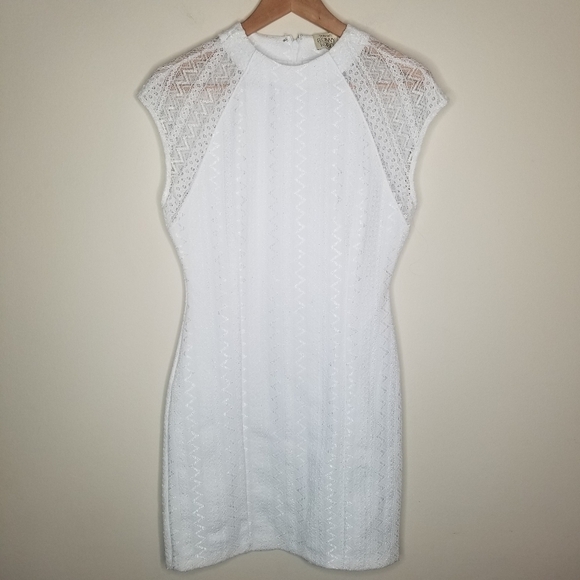 TORN BY RONNY KOBO NWT White Lace Short Sleeve Body Con Mini Dress - Picture 4 of 13